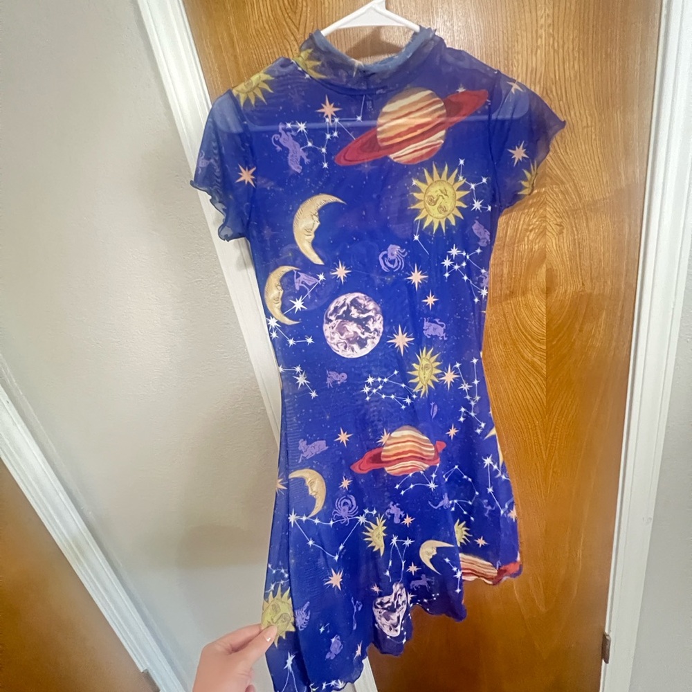 Dolls Kill Cosmic Print Sheer Dress